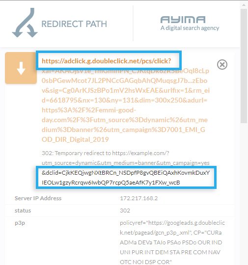 Chrome Redirect Path: DoubleClick, append DCLID / redirect to client website