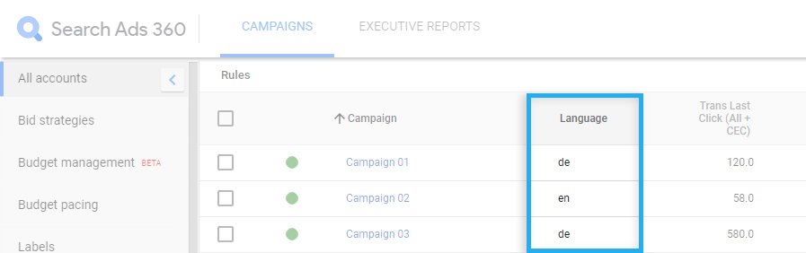 Google Search Ads 360 / Campaign report / Final report with Floodlight segments data