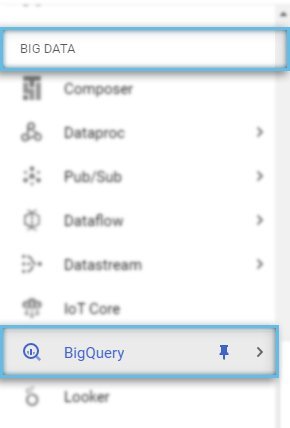 Google Cloud Platform / Pin BigQuery in menu
